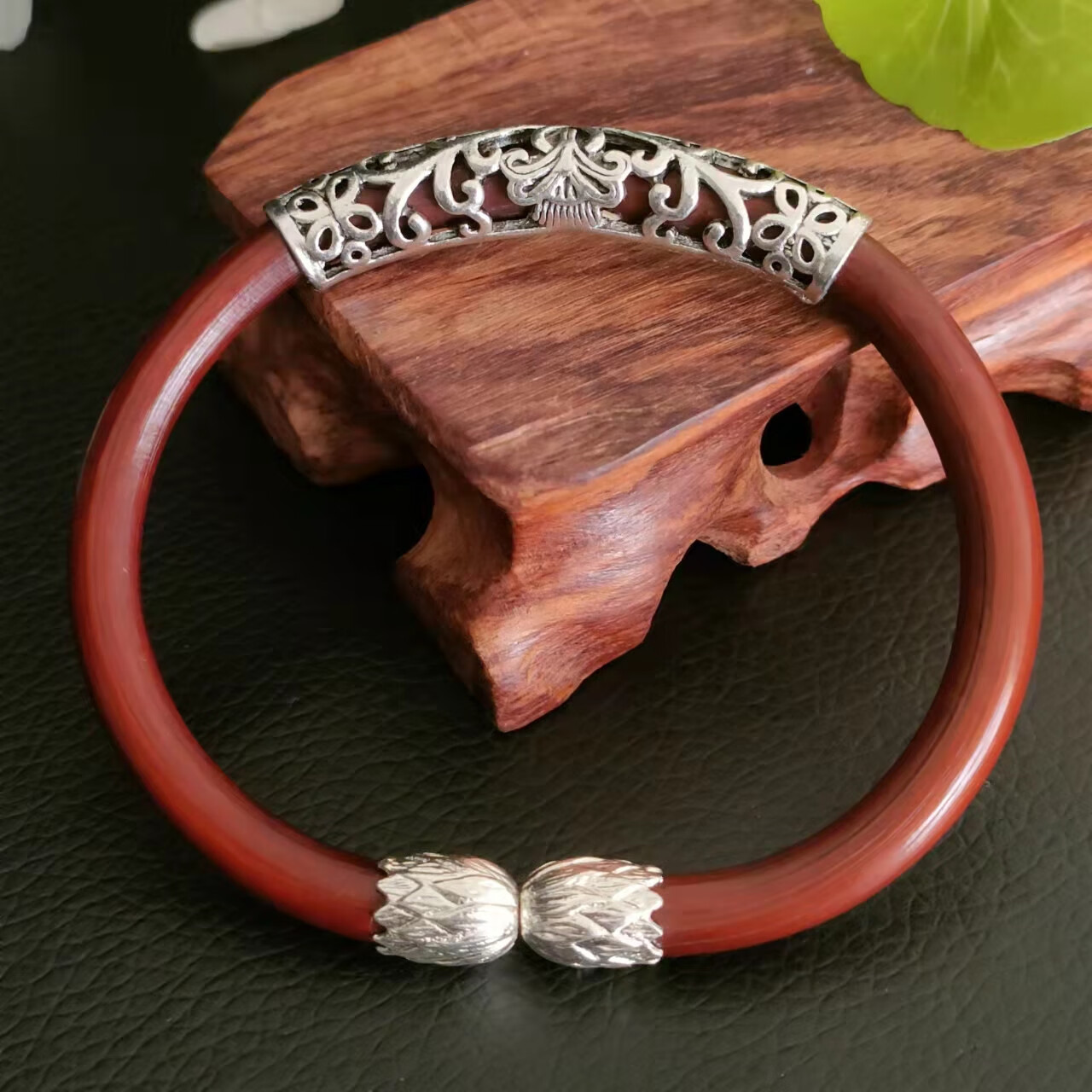 佩曼无节鸡血藤手镯西藏包银男女情侣饰品定制手工礼物时尚民族风手镯