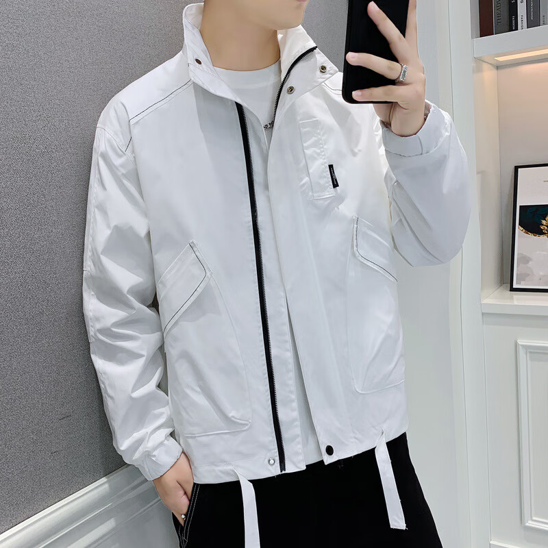 哈萌鹿25岁30-40岁男人青年人穿的春秋季立领网红夹克帅气修身精神