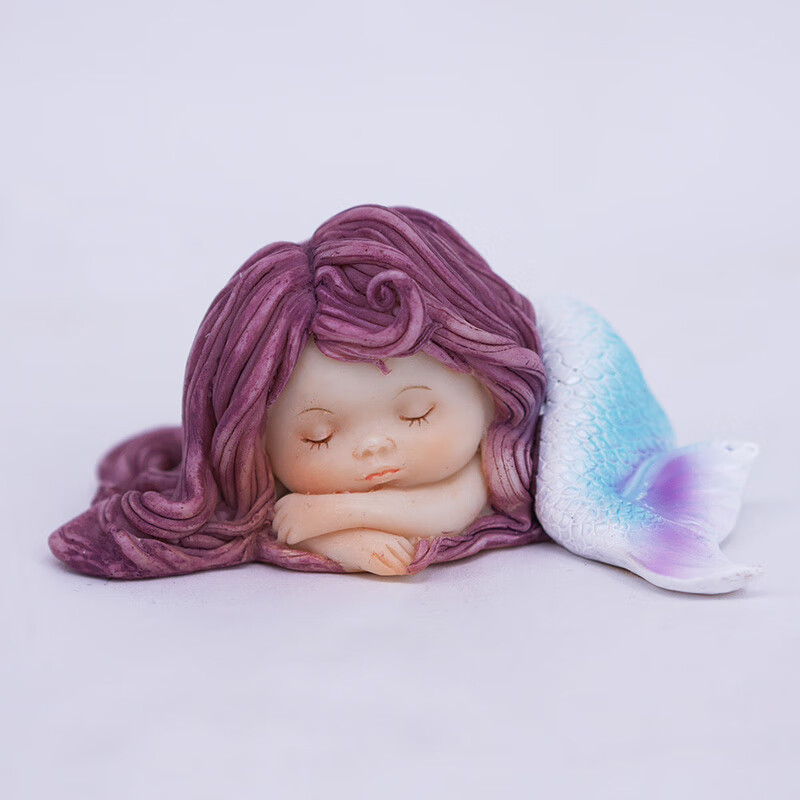 鱼缸造景美人鱼摆件卡通水族箱造景小摆件树脂装饰品小鱼缸造型 睡