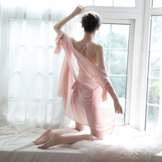 性感蕾丝睡衣女夏火辣透明薄纱吊带背心三件套装情调衣人诱惑睡裙