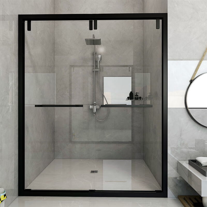 浴屏一字形不锈钢整体淋浴房干湿分离隔断一字型浴室卫生间家用玻璃门