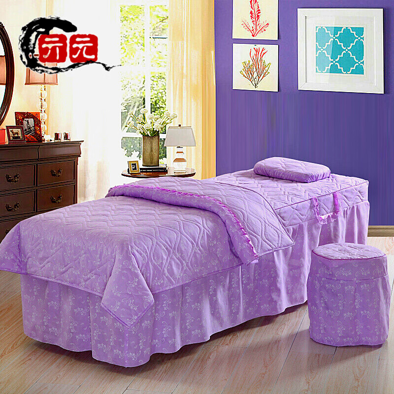 美容 四件套美容院棉按摩美容床 浅紫色 凤尾紫 单被套