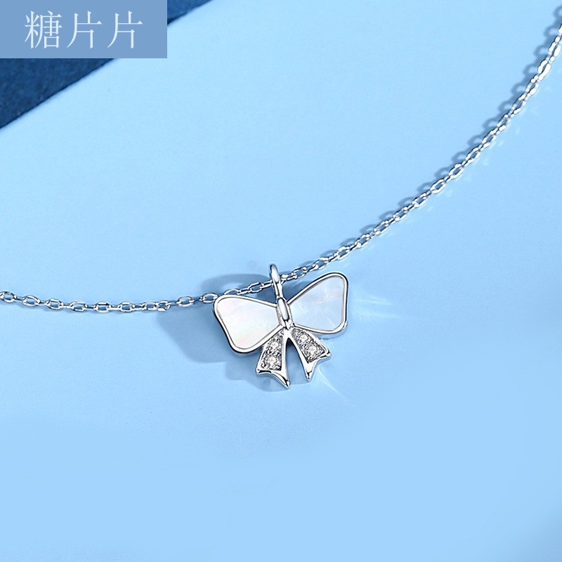 项链韩版森系少女贝母锁骨链玫瑰金色闺蜜同款项饰 银色项链 925银