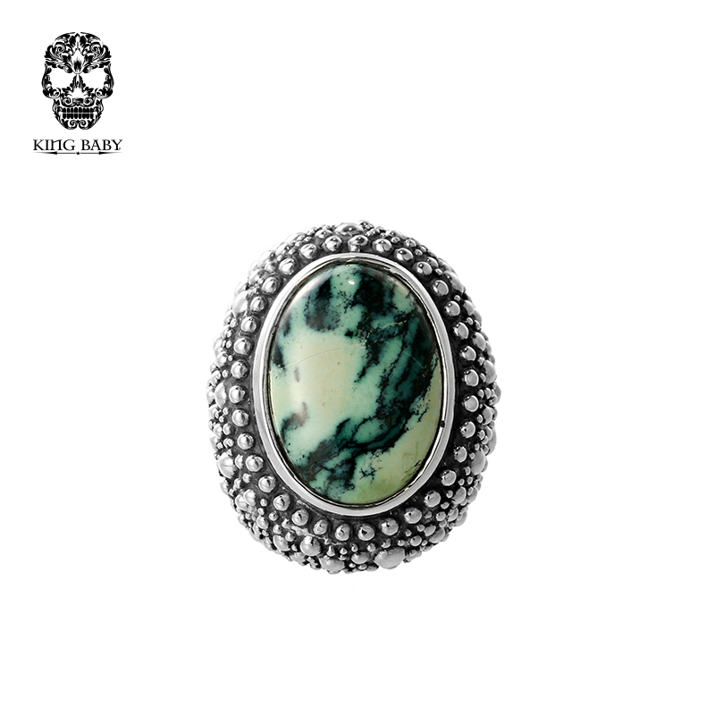 king baby 斑点绿松石珍珠鱼皮纹理戒指 k20-5225 男友礼物 欧美嘻哈