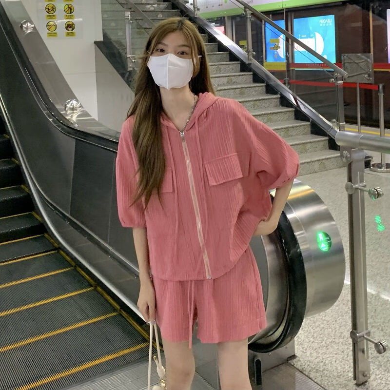 网禾30岁少妇显年轻套装夏季减龄特300斤胖mm休闲运动女2-大码宽松显