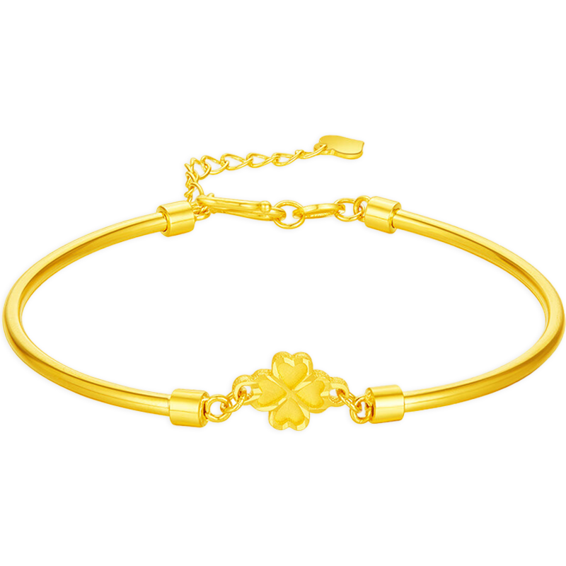 中國黃金（CHINA GOLD）黃金手鏈女款足金四葉草手鐲飾品情人節(jié)生日禮物送女友 四葉草黃金手鏈 約4.7g