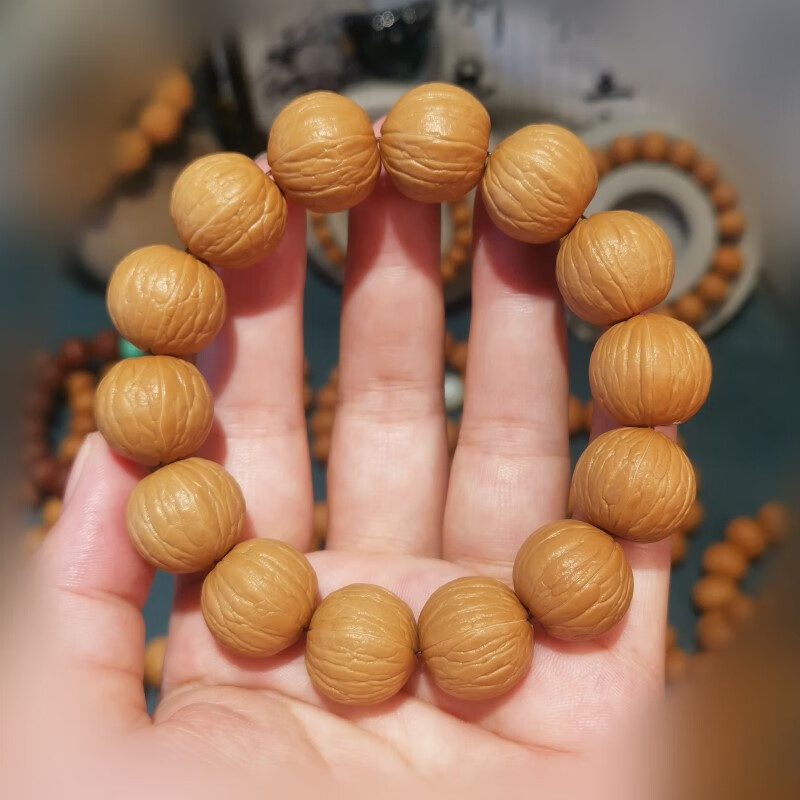 炫帕 聚宝盆猴头核桃手串 原籽老树正圆矮桩浅纹天然无凹顶文玩佛 无