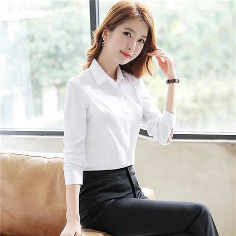 新臣作 韩版气质白色衬衫女长袖修身职业秋季工作服正装工装ol衬衣夏