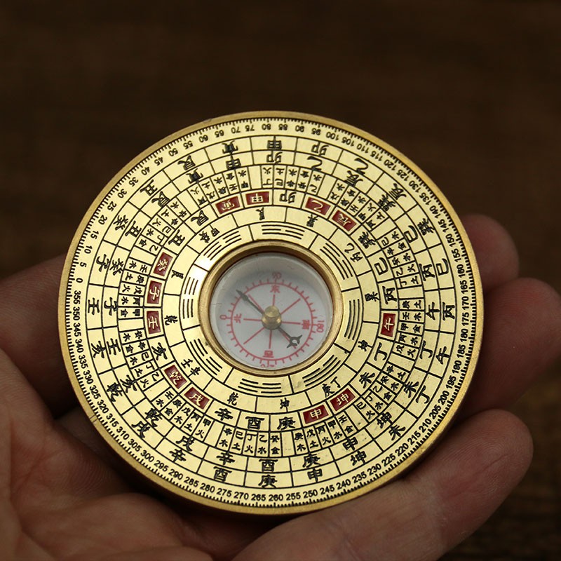 铜之心八卦罗盘高精度专业随身携带三元三合综合盘车载迷你初学者 铜