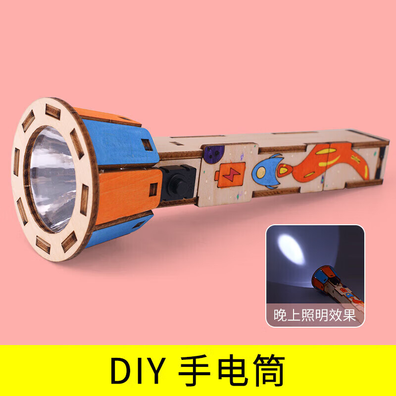 炜晟木质diy手电筒科技制作小发明儿童手工作品基础物理电学实验材料