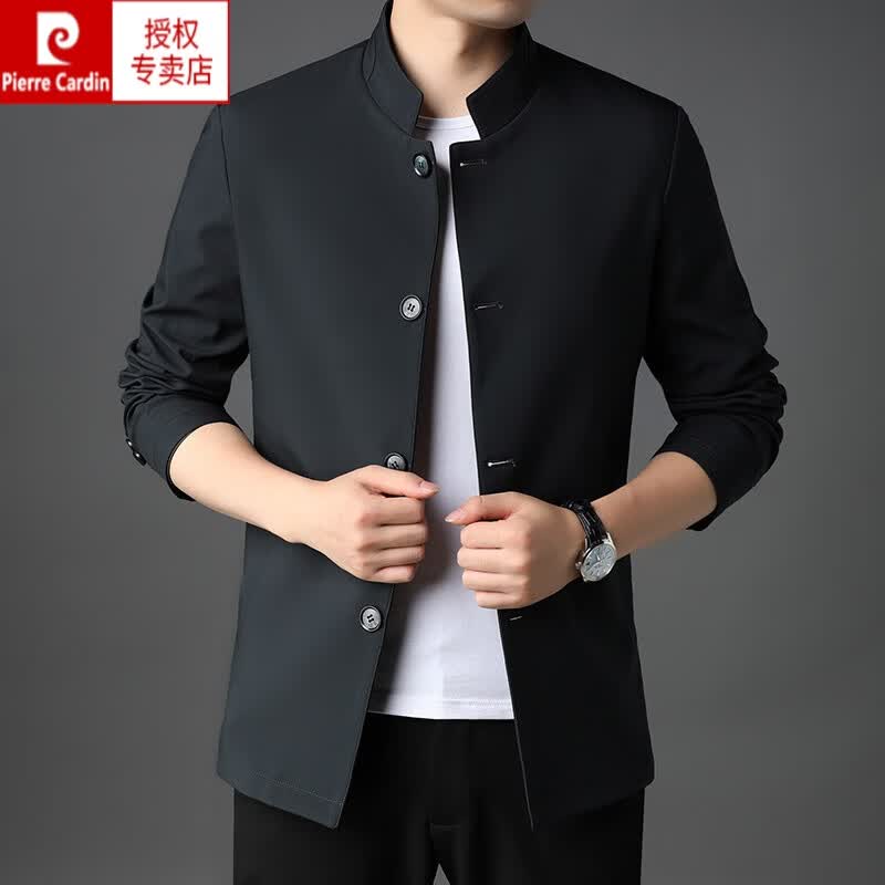 皮尔卡丹（pierre cardin）男装针夹克男2023春秋新款时尚休闲上衣翻领薄款春季爸爸外套 2037虾青 180/XL高性价比高么？