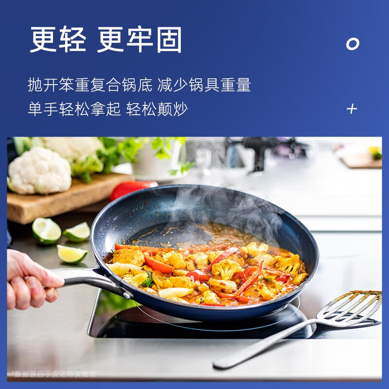 BLUE DIAMOND蓝钻平底锅钻石不粘锅陶瓷煎锅煎蛋家用燃气灶电磁炉通用牛排煎锅 配盖 20cm 8