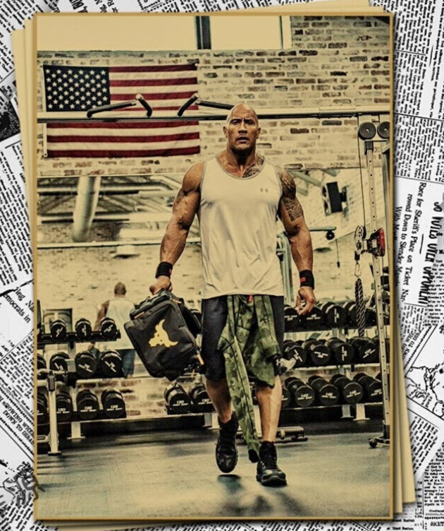 健美健身房肌肉励志复古海报施瓦辛格宿舍寝室装饰墙贴画 27500强森