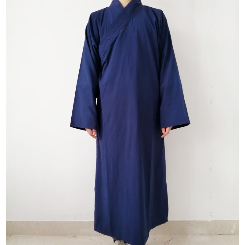 道袍男长袍道士服装道教法衣道家用品竹节麻衣服女道服长褂 藏青色 s