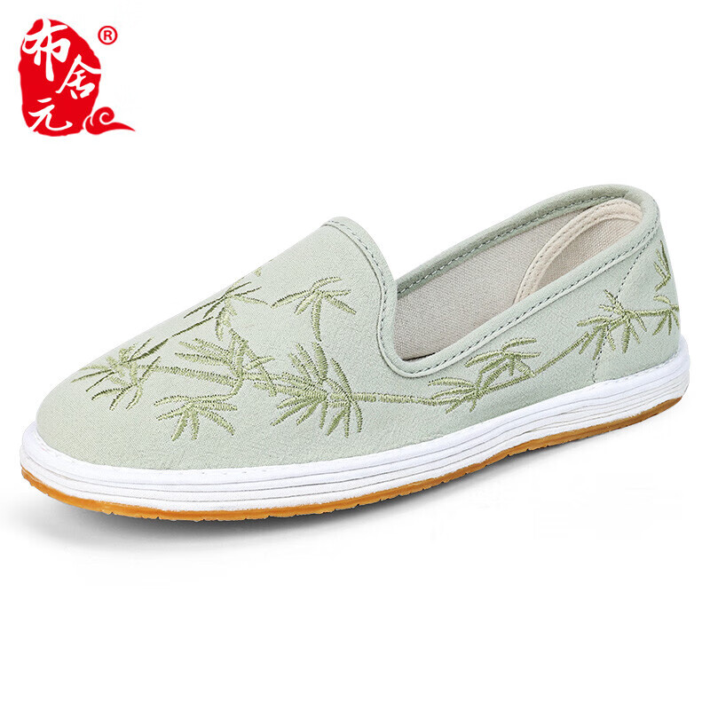 布舍元 女士绣花鞋平底一脚蹬套脚刺绣汉服鞋中国风民族风千层底老北京布鞋女士 230-1038 绿色 35 怎么样,好用不?