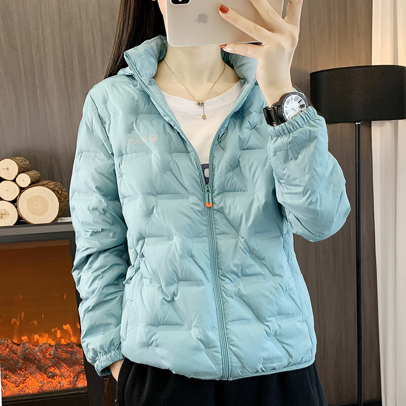 泰起2026年新款轻薄羽绒服女立领白鸭绒秋冬季上衣小个子短款休闲外套 中灰68517帽可脱卸 M