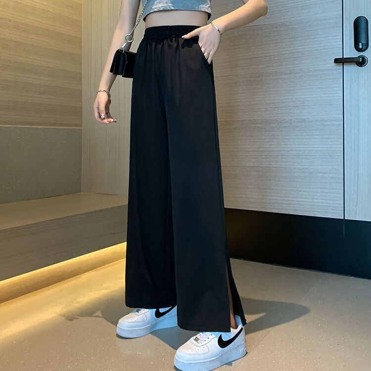 悠丛遮肉遮臀裤女生阔腿裤腿粗胯大穿开叉裤子女韩版宽松学生潮流百搭