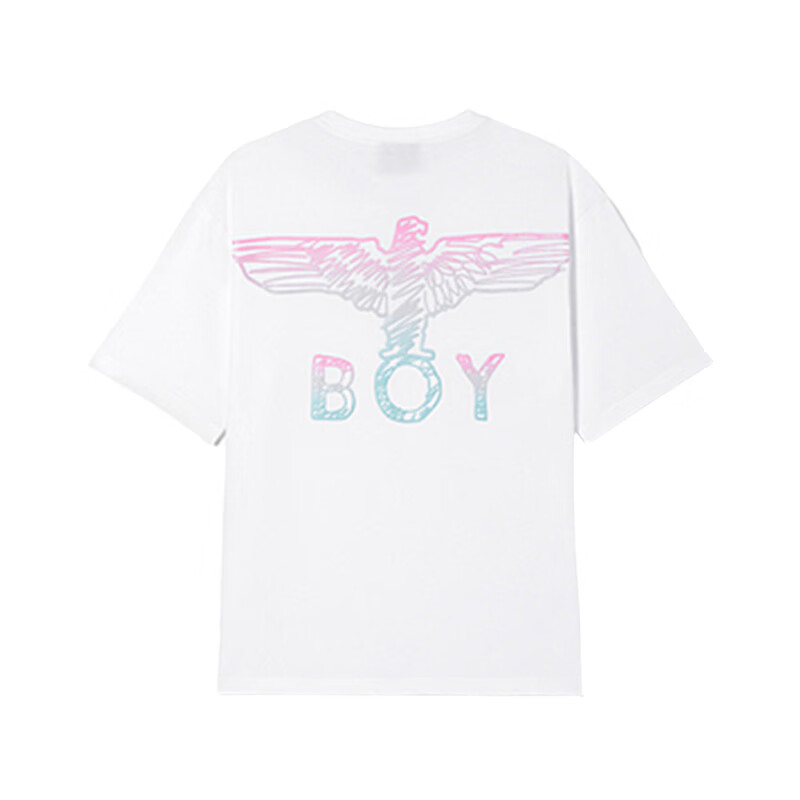 boy短袖t恤女潮牌发泡字母印花彩鹰街头男白色设计感 白色(发泡彩鹰