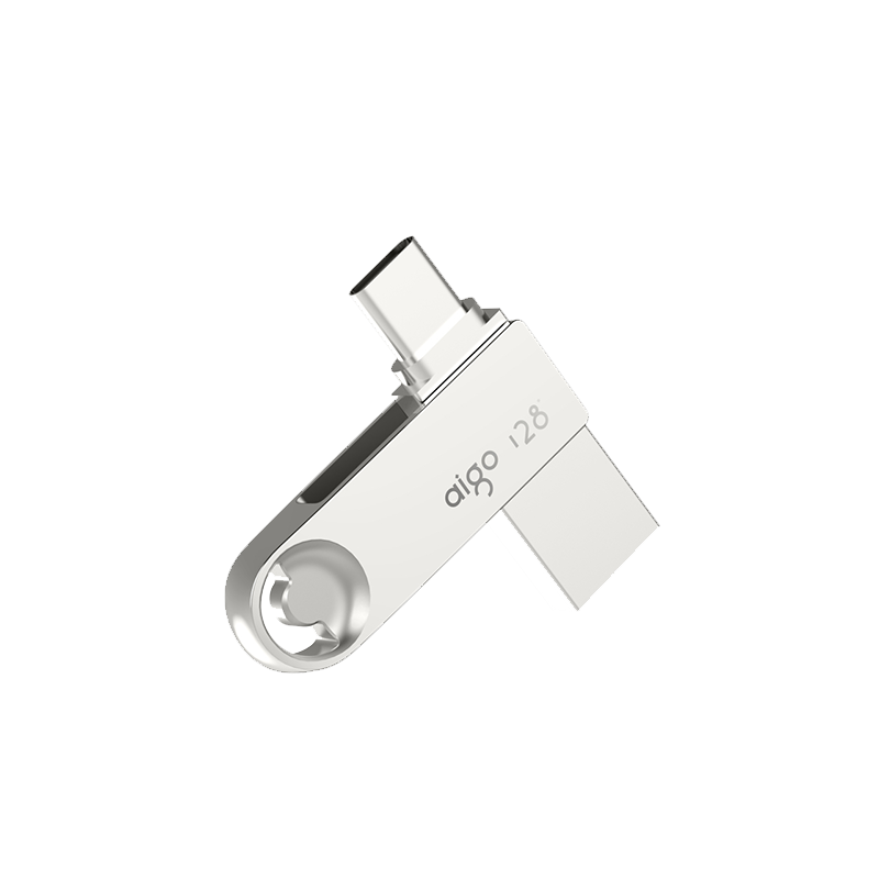 爱国者(aigo)128GB Type-C USB3.2 手机U盘 U322 银色 读速150MB/s 双接口手机电脑两用 52.9元
