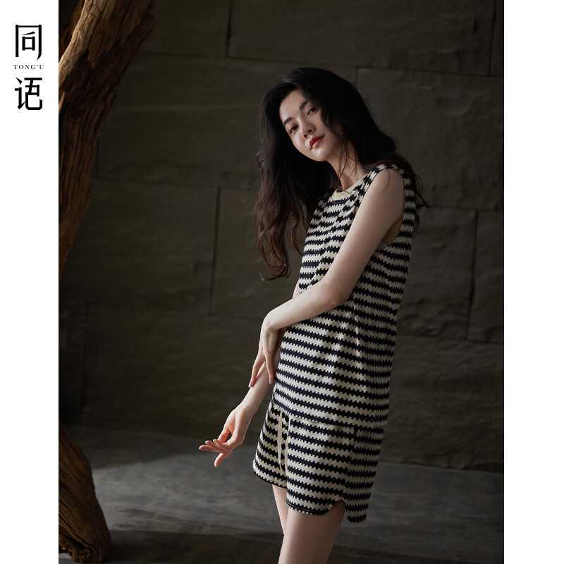 同语新款睡衣女夏季凉感纯棉背心套装新复古回潮可外穿家居服夏天礼物 女士-Z3300 L