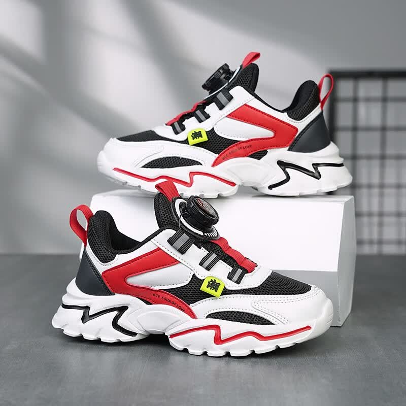 贝天熊童鞋男女童运动跑步鞋春秋夏新款革面小童鞋子网面透气旋转扣鞋子 BLT839深蓝【双网】 30码 内长19.0/脚18.0