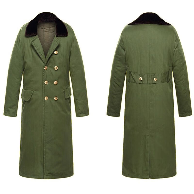 hiwish军事风军迷复古老式棉袄男长1款棉大衣冬季加1厚保暖防寒服老款