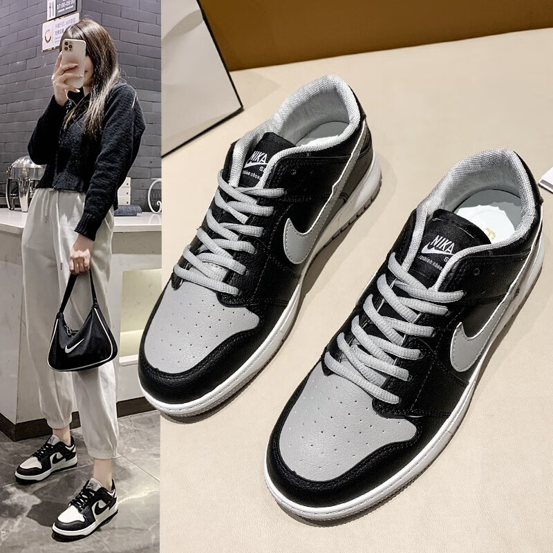 aj莆田鞋男鞋运动鞋低帮空军一号休闲透气摩擦有声板鞋时尚潮流 影子