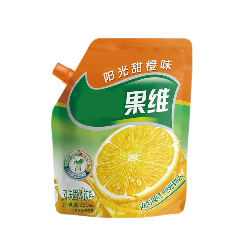 金颐菓园橘子粉 果汁粉 维C果维果珍粉 速溶风味固体饮料冲饮老式 四包：甜橙+草莓+蜜桃+菠萝 贈勺