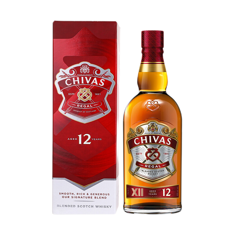 格兰芝华士(chivas regal)苏格兰调和麦芽威士忌洋酒 芝华士12年 700
