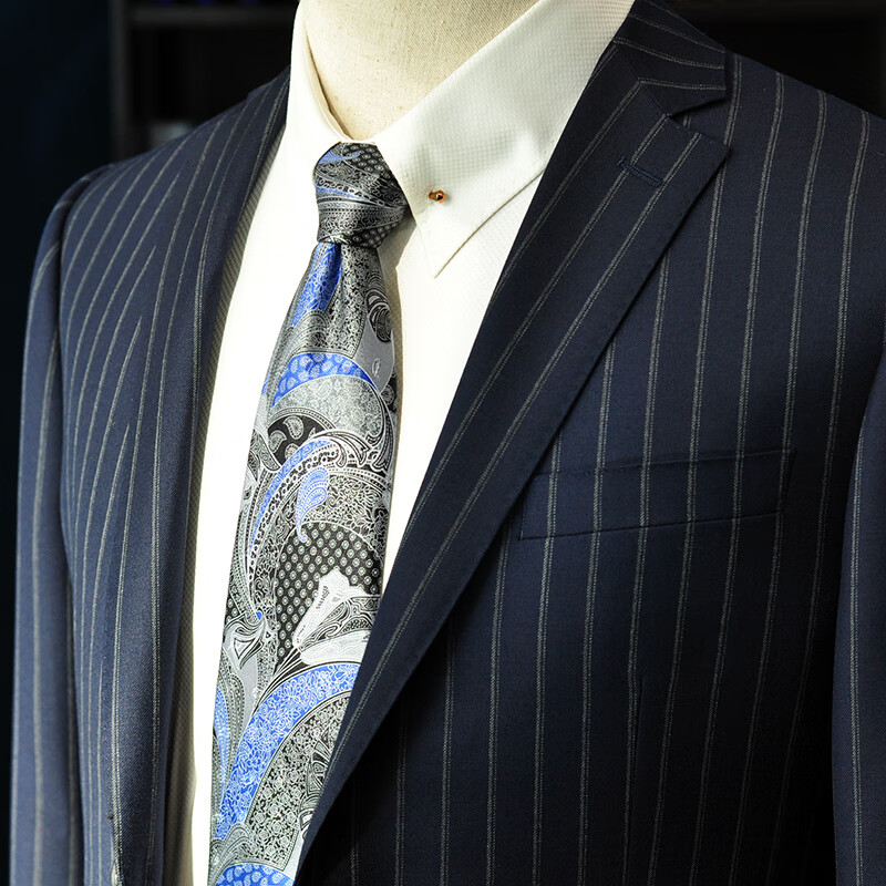 意大利进口stylbiella 110s面料 大宽条纹时尚商务西装 单件上衣