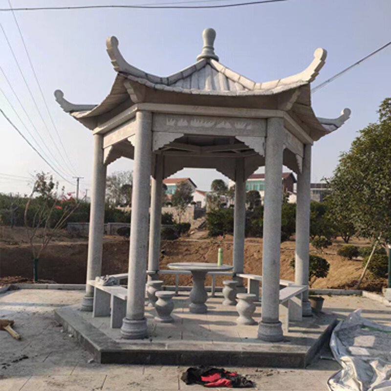瀛乐 石凉亭花岗岩六角亭子大理石欧式凉亭别墅小区公园景观雕塑厂