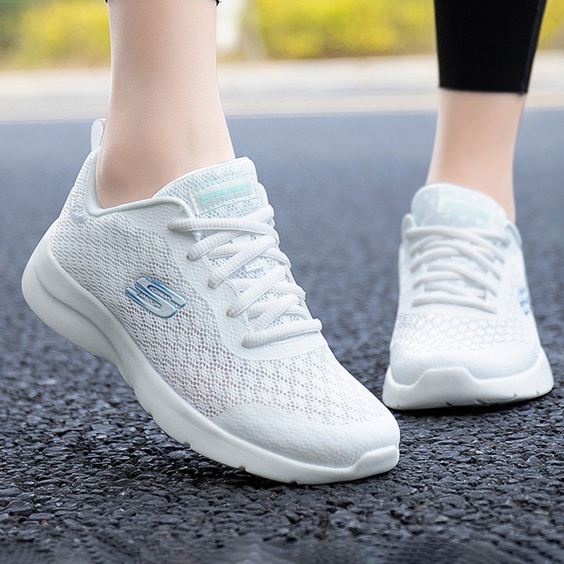 斯凯奇（Skechers）女鞋2025夏季新款软底网面鞋跑步鞋轻便透气运动鞋休闲鞋健步鞋 白色-WHT 38