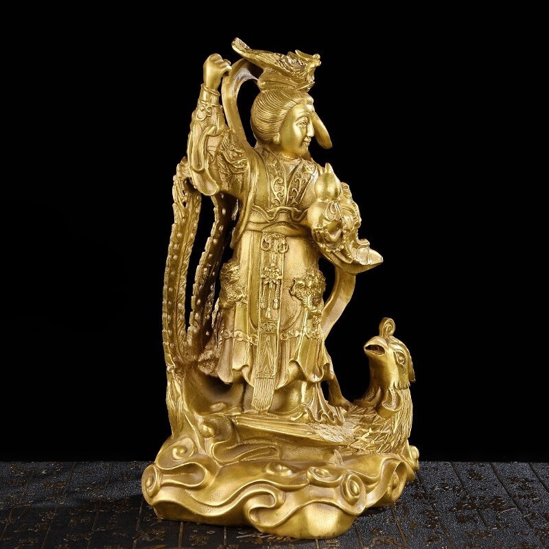 礼亿源 全铜九天玄女像九天娘娘铜像九天仙女道教摆件居家摆设工艺品