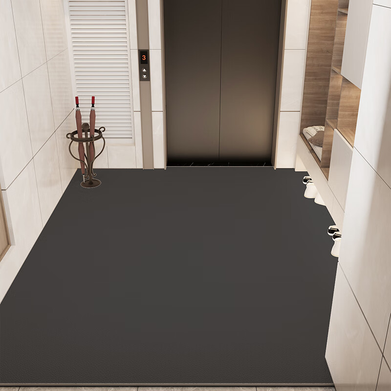 地垫入户门垫防水防滑可擦免洗pvc玄关进户脚垫耐脏 莫兰迪深灰纯色