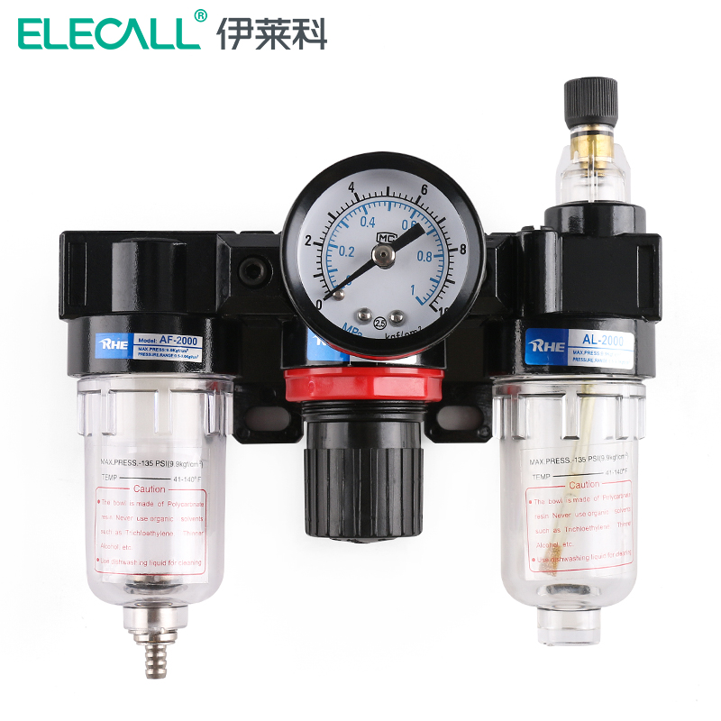 伊萊科（ELECALL）氣動(dòng)三聯(lián)件氣源處理調壓閥過(guò)濾器油霧器空壓機用AC2000-02分離器 AC2000