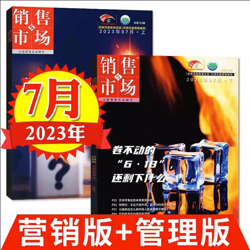 销售与市场杂志管理版+营销版2023年8/7/6/5/4/3/2/1月上下 2022年商业财经经营管理书籍营销非2021年过期刊 【2本装】销售与市场2023年7月上+下