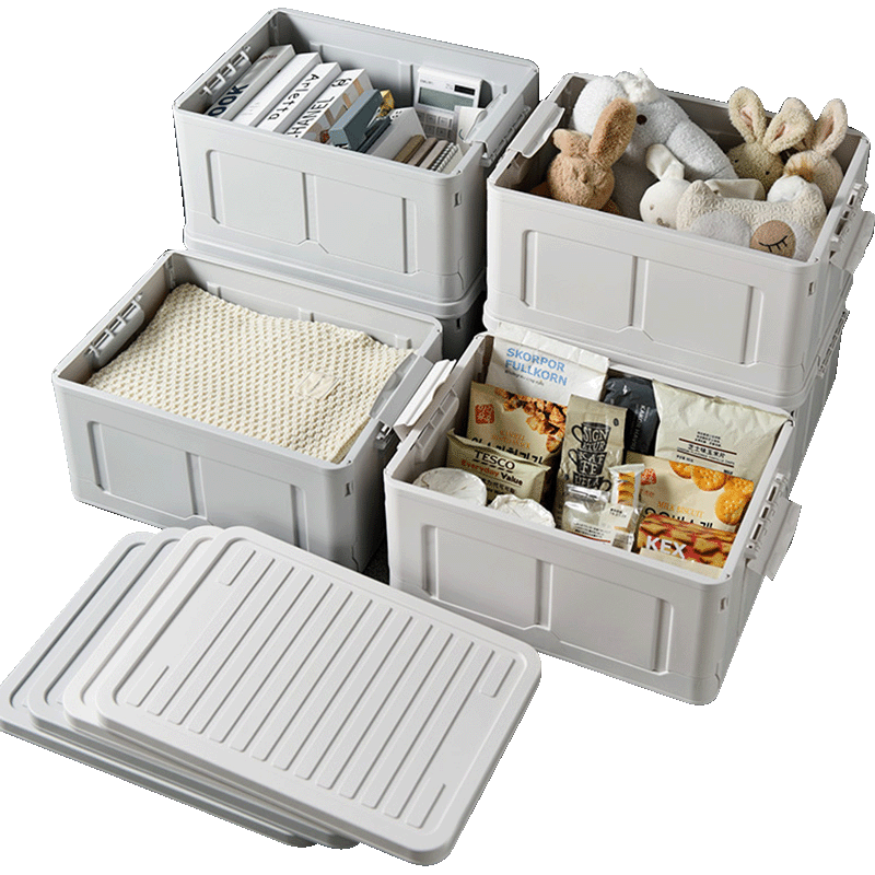 可折叠收纳箱塑料学生宿舍零食玩具收纳盒特大号衣服整理箱储物箱 白色一个装