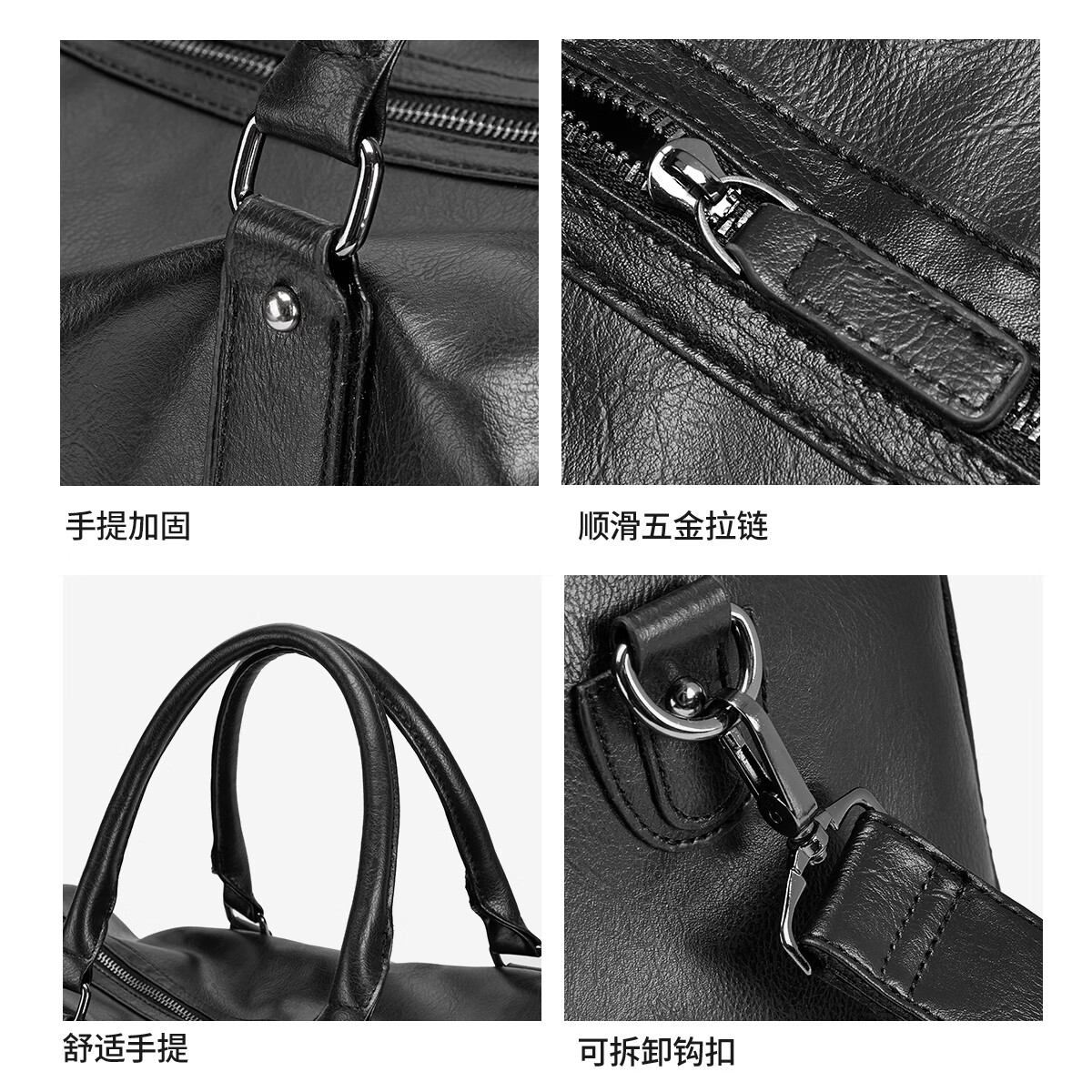 马克华菲游泳健身运动包 旅行包短途旅行 男手提包男士行李包大容量行李袋 典黑(皮革纹)