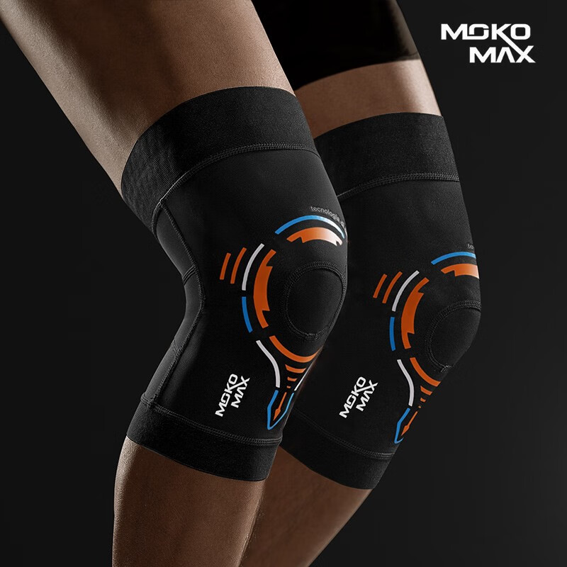 专业运动护膝健身篮球足球专用 男女进阶款一对装 黑色 m码 (大腿围