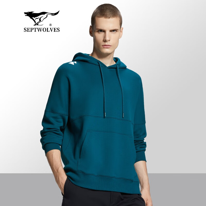 狼族部落】卫衣男款休闲宽松弹力套头户外运动简约男士卫衣 103(灰蓝)