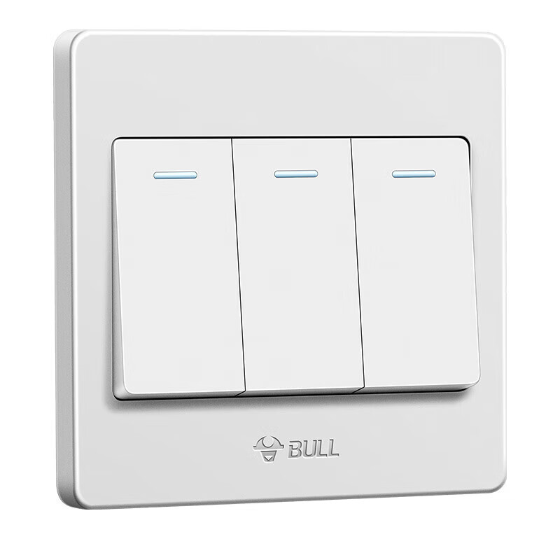 公牛(bull)开关插座 g06系列 三开双控开关 86型面板g06k312 白色 暗