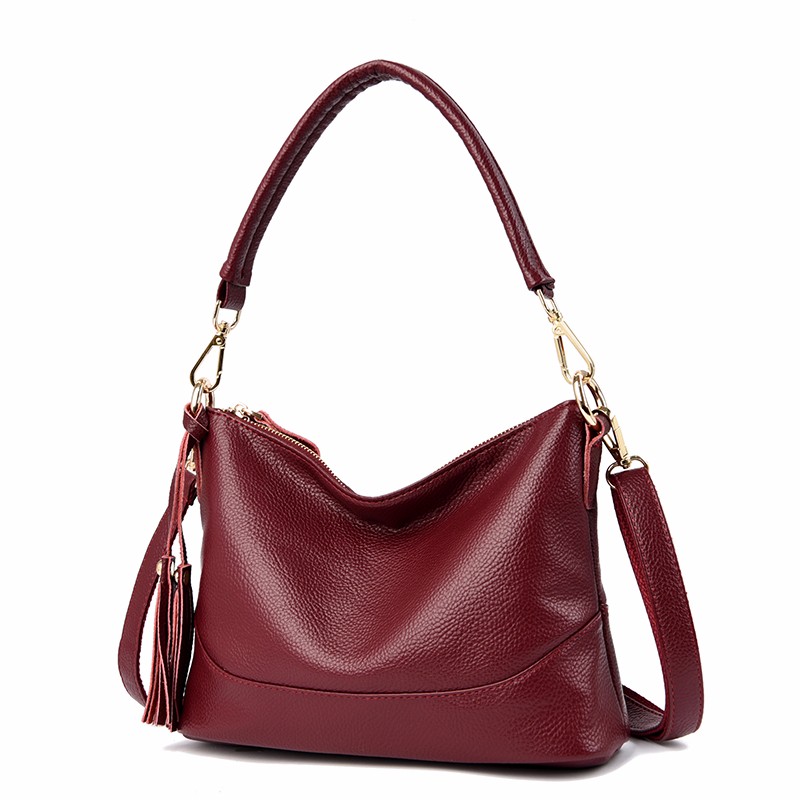 女士包包中老年斜挎包牛皮纹百搭大容量高级感妈妈婆婆软皮包 红色