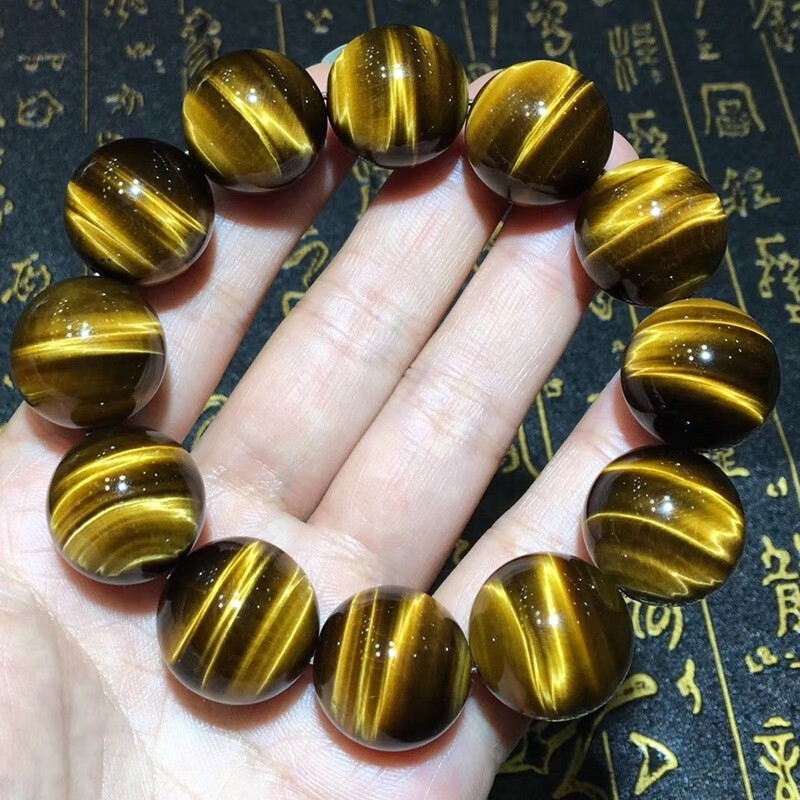瓶凡润玺黄虎眼石手链 虎睛石 木变石 20mm霸气男士手串 饰品1