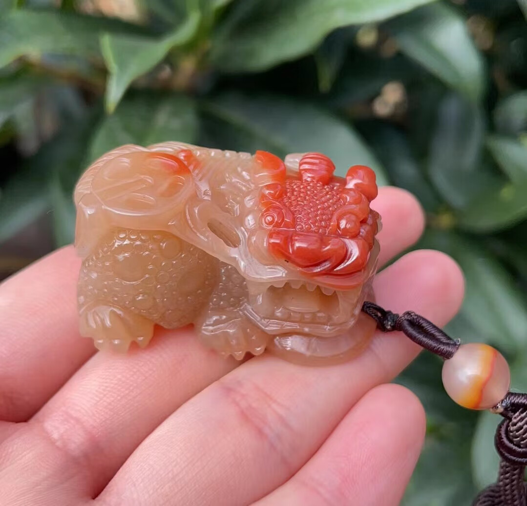 宝钰(k&k)黄龙玉鸿运当头粉红俏色精雕霸王貔貅挂件吊坠证书sn0439