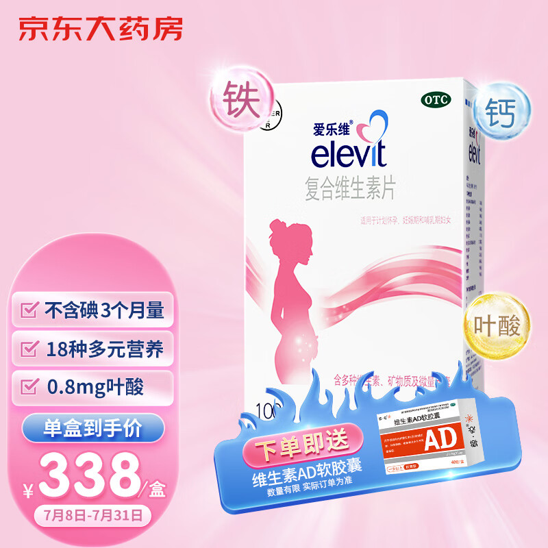 拜耳elevit爱乐维叶酸100片价格走势:值得信赖的营养素补给