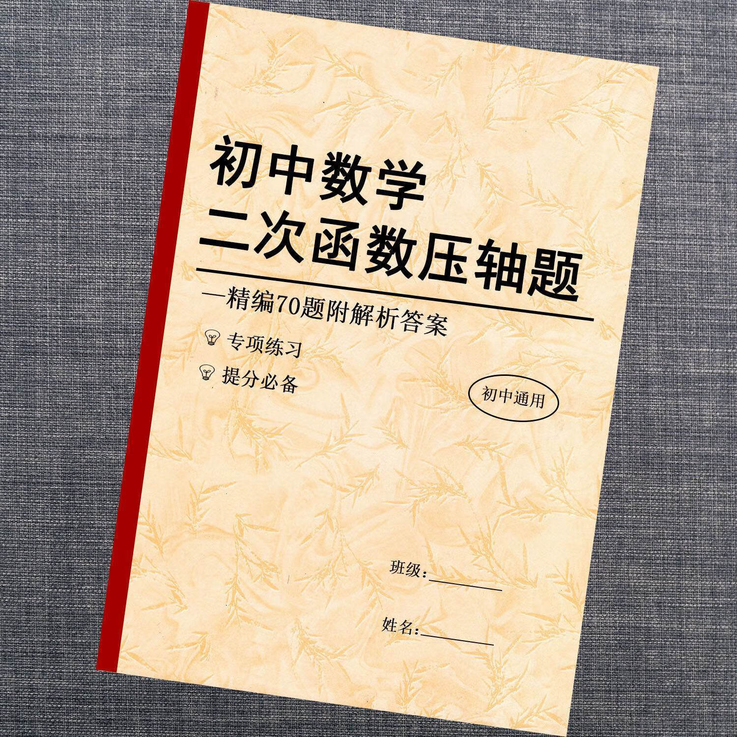 纸质打印版中考数学二次函数题精编专项训练70题附解析答案复习本