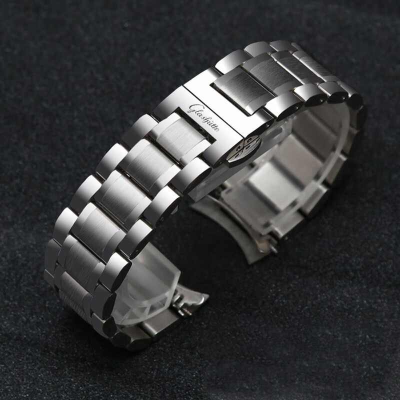 珠佩丽适用格拉苏蒂手表表带原装 瑞士格拉苏蒂手表带实心钢钢带表