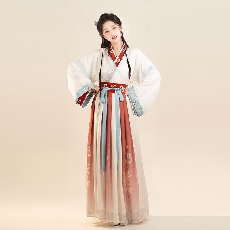 川隼汉服女古装晋制中国风原创印花交领齐腰襦裙国风日常套装表演服 红色 M怎么样,好用不?