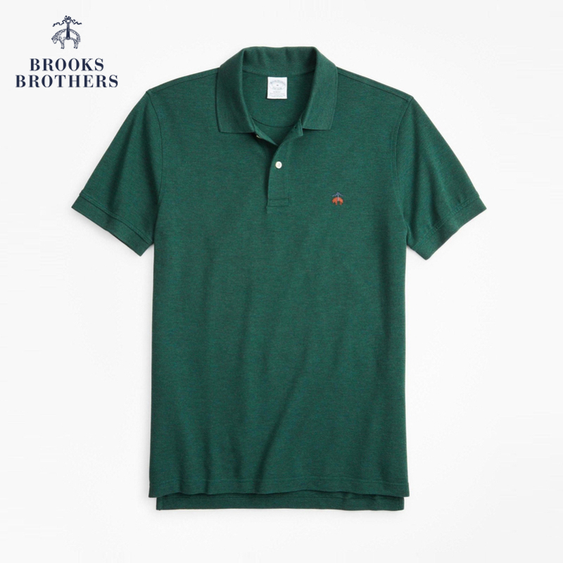 Brooks Brothers/布克兄弟男士纯色logo修身短袖Polo衫 3002-深绿色 S