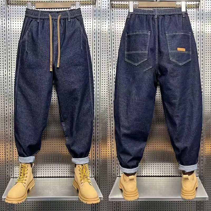 肥加大春夏新款男士蓝色水洗牛仔裤宽松纯 蓝色 29 【108-120斤】2尺1